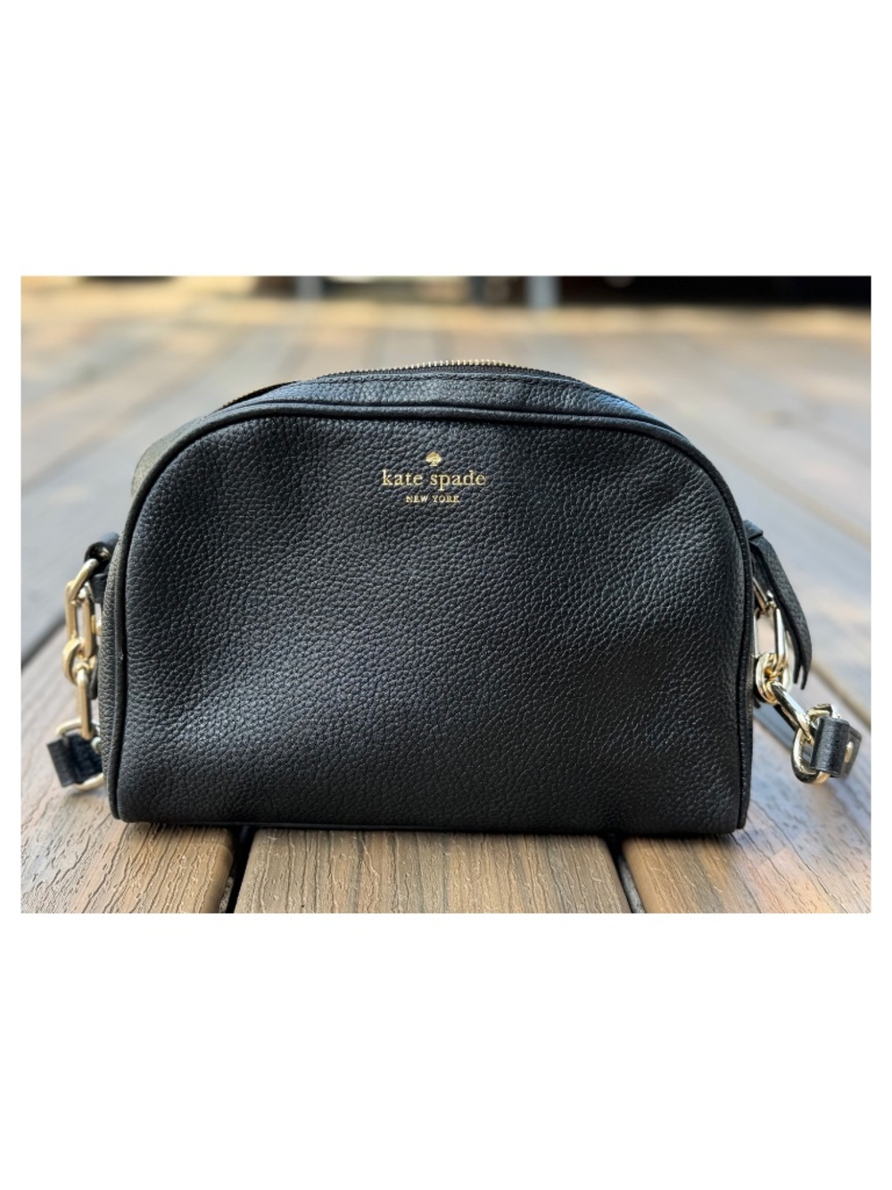 Kate Spade New York Black Leather Handbag Purse Gold Hardware